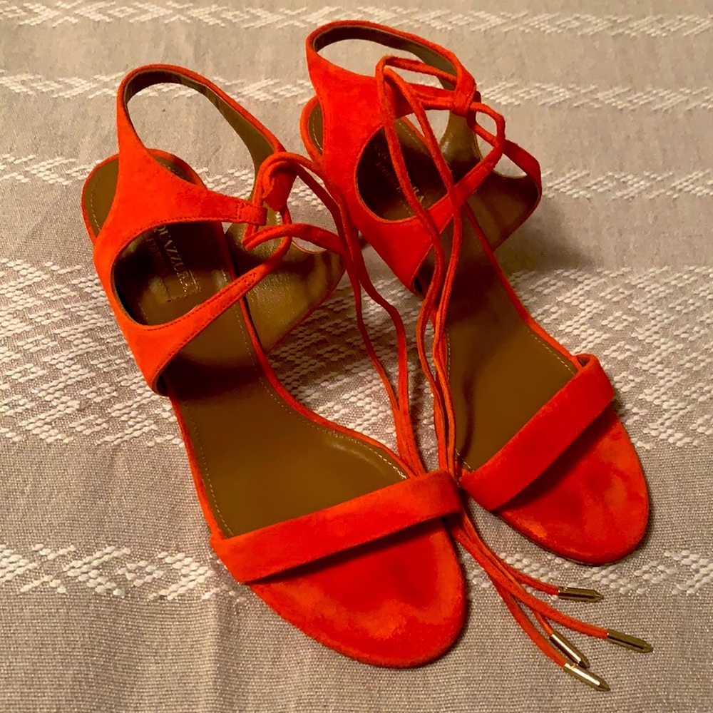 Coral Suede Strappy Aquazzura Sandals